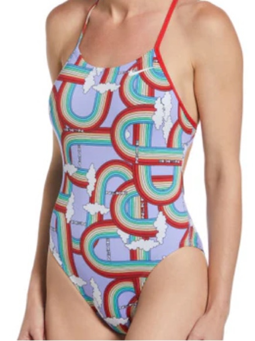 Nike HydraStrong Spiderback 1-Piece Swimsuit Purple Rainbow Dream Clouds 28 / 2
